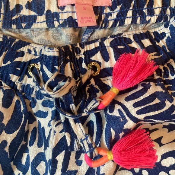 Lilly Pulitzer Aden Linen Pants Indigo Home Slice - Picture 2 of 4